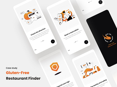 Gluten-Free Restaurant Finder App app casestudy design gluten free illustration onboarding ui ux