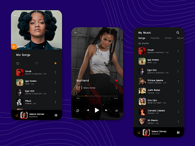 Music App aplication app app design black dark design digital mobile music player player sound ui uiux
