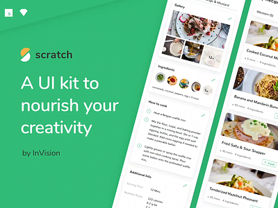 Scratch—A UI Kit to nourish your creativity by InVision card ui cards free freebie invision mobile sketch studio ui ui kit ux