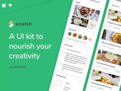 Scratch—A UI Kit to nourish your creativity by InVision mobile ux card ui cards invision freebie studio ui kit sketch free ui