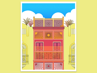 Summer architectural illustration architecture calcutta city illustration design illustration india