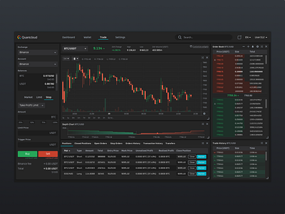 Trading on cryptocurrency exchange analytic crypto crypto wallet dark theme design exchange service trading ui ux web