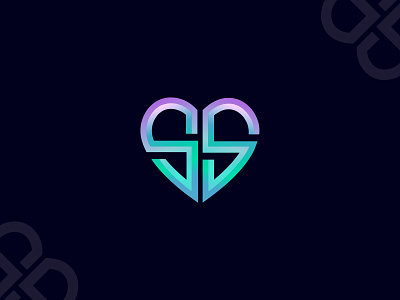 Heart logo (SS) 3d logo black blue brand brand identity brandauxin business cool design flat gradient heart icon illustration logo minimal s ss typography vector