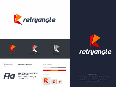 retryangle brand brandauxin branding custom flat font icon illustration logo minimal r logo red redesign retryangle template texture triangle typography vector white