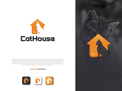 catHouse brand brandauxin branding business logo cat cat house clean colorfull custom logo design eye catching flat house icon illustration logo minimal modern logo typography vector