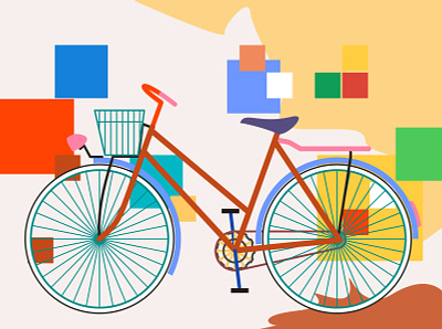 onthel afterwork bike colors creation design flat illustration