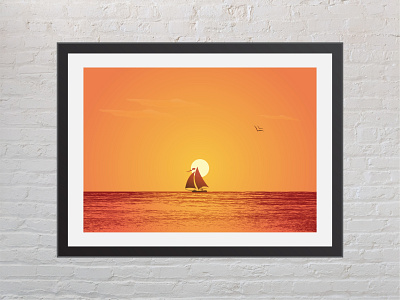 Sunset Sea View Illustration branding contests dailyui dailyuichallenge illustration illustration art illustrations landscape illustration vector webdesign webpage