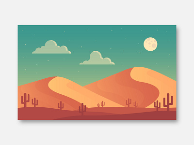 Desert Night Landscape View Vector Illustration adobe illustrator contests dailyui dailyuichallenge design illustration illustration art illustration design illustrations landscape illustration ui ux vector vector illustration web