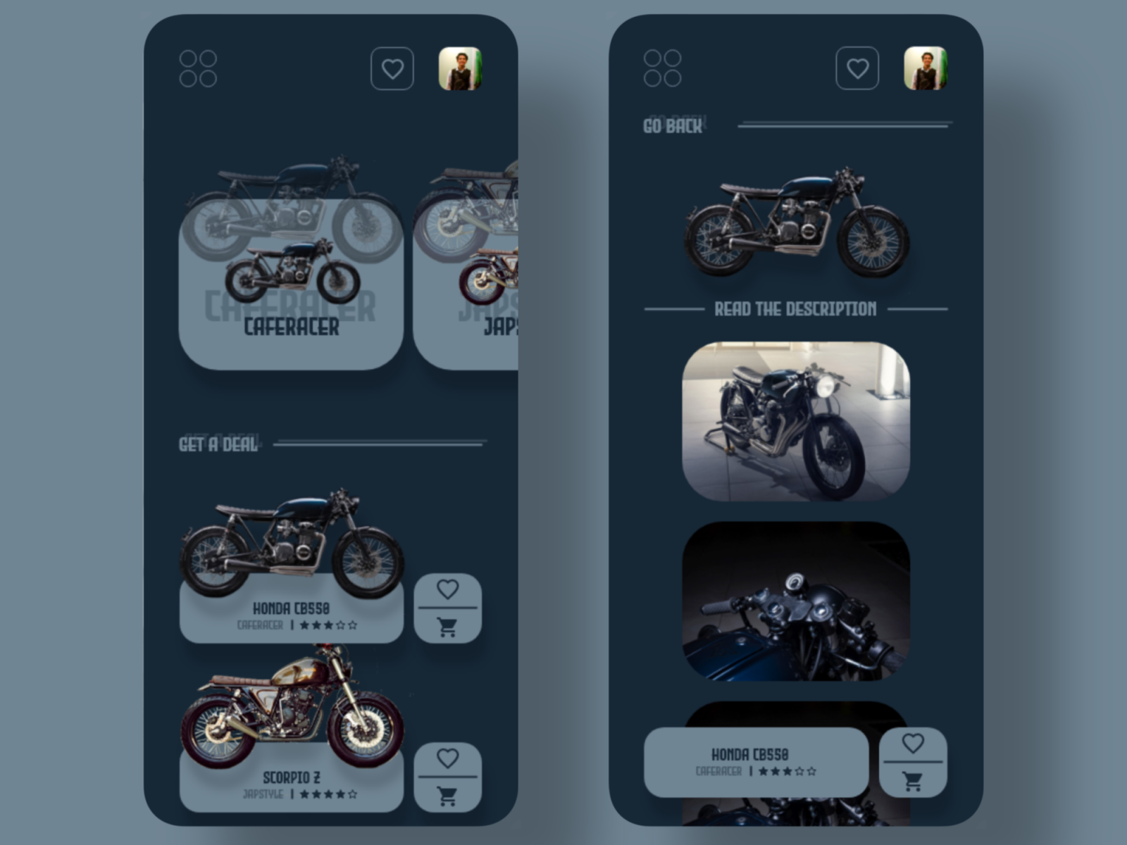 Custom Motorcycle App UI Design by Adi Surya on Dribbble