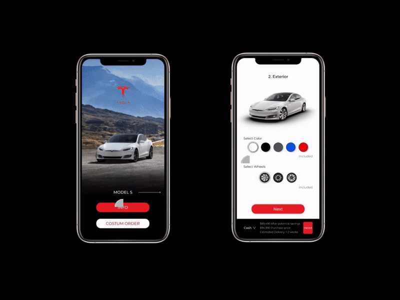 Tesla app ui design concept app article automotive branding car design garage illustration light red shop tesla ui uidesign