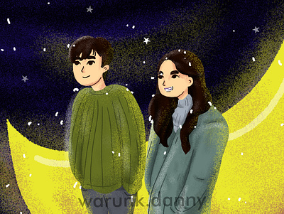 The Moon Couple animation couple drawing couple illustration flat flat illustration illustration lover people illustration storybook