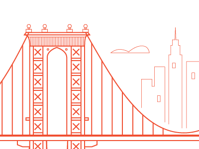 Dribbble 016 architecture bridges cityscape illustration linear new york city print