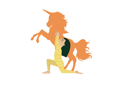 Unicorn pose, yoga for children illustration