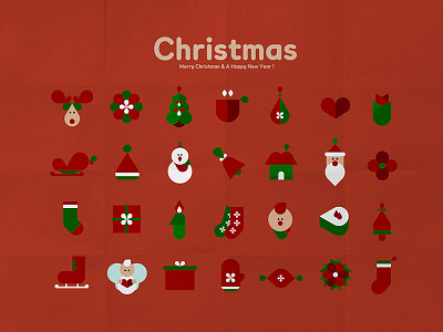 Christmas Poster christmas green icon line red santa theme xmas