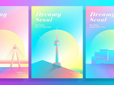 Dreamy Seoul building city color gradient korea light seoul shine