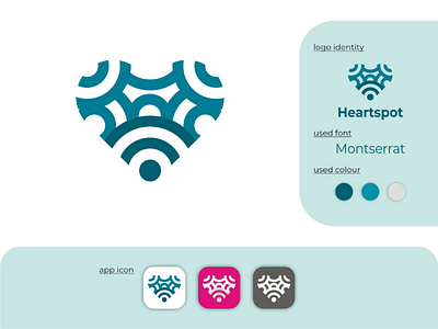 Heartspot Connection affection app brand branding design hotspot identity internet logo logogram logomark love modern wifi