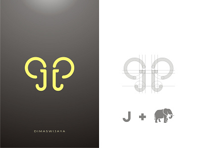 J Elephant abstract brand branding concept design elephant identity letter j logo logogram logomark modern