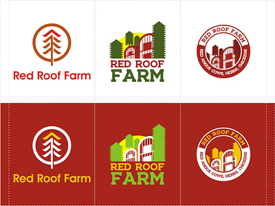 Red Roof Farm family business farm red red roof farm roof vintage vintage logo
