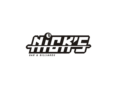 NICKS BAR BILLIARD bar billiard black bold cafe entertainment logo logotype white