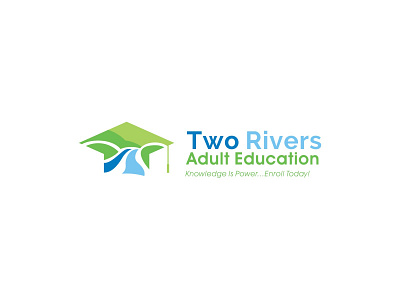 TWO RIVERS ADULT EDUCATION adult branding combination logo concept course education institution logo school