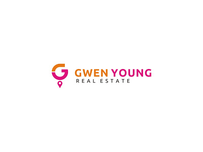 GWEN YOUNG letter g letter y logo letter orange pin location pink simple logo simple logo design