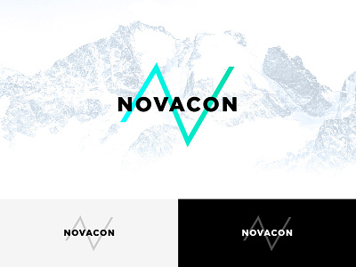 Novacon logo blue clean concept design green logo minimal