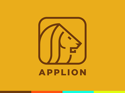 Applion logo app icon line lion logo minimal orange