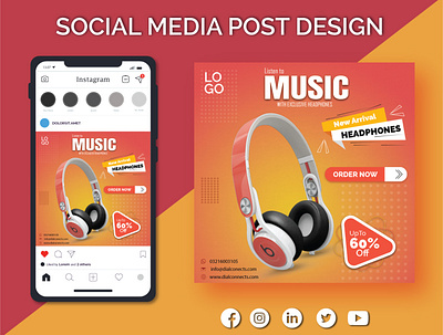 Headphones social media post design 3d animation design designer designers facebook post design graphic design headphones headphones designes instagram post design logo logodesigner logos media motion graphics social social media marketing design social media post designer socialmediadesign ui