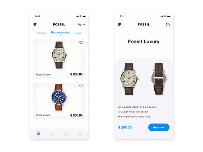 Fossil App - Concept app Design