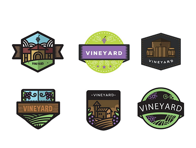 Concept Vineyard/ Wine Logos. Vintage Pip_ Some-or-leer? branding grapes graphic design green logo label design logo logos purple logo vector vintage badge wine bottle wine glass wine label winery