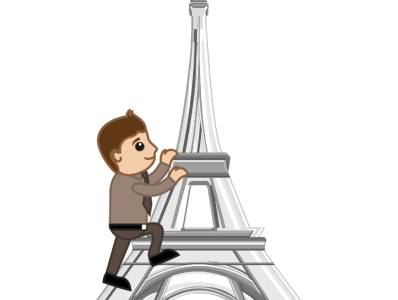 Custom Icon Set. Slick Climbs Eiffel Tower To Success.