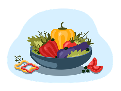 Vegetables illustration olive pepper salad tomatoes vector