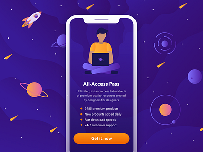 Landing blue dark figma illustration illustrator ios iphone iphonex landing landingpage mobile planet resources sketch space ui8