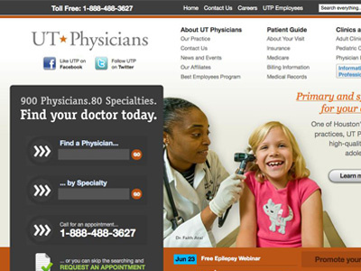 UT Physicians healthcare physician database redesign website wordpress