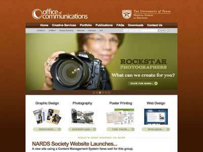 Office of Communications' Website Redeisgn 2008 award photography redesign ut-houston website