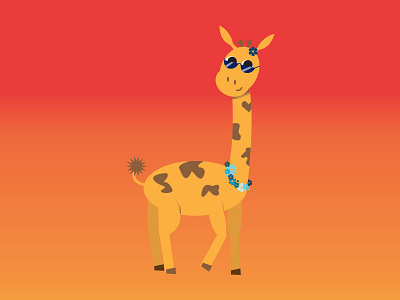 Cute Luau Giraffe animal baby giraffe illustration luau tropical zoo