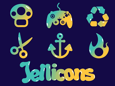 Jellicons blue dimensional gaming gradients green icons juicy ombre shiny video games yellow