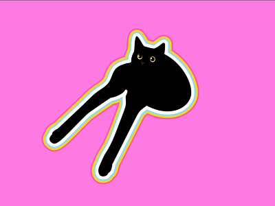 Stick His Leggies Out Real Far acid trip black cat cat cute cute animals pink silly trippy