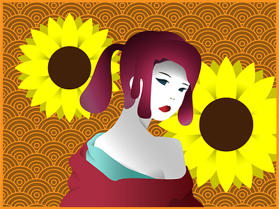 OIRAN geisha illustration japan japanese samurai champloo sunflower