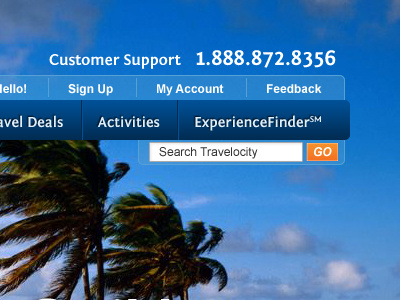 Travelocity 2 buttons navigation ui