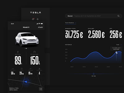 Tesla Concept app car dashboard design tesla ui