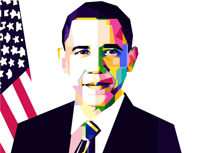 Barack obama in wpap america american american flag art barack obama color colorful hawaii honolulu illustration indonesian obama openorder order orders original portrait services vector wpap