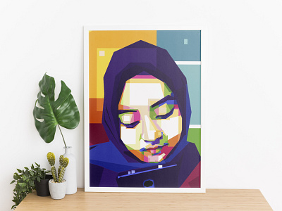 beautiful Muslim woman arabic art artwork beautiful beauty colorful frame hijab icon illustration indonesian moslem portrait services ui uiux ux vector wallpaper wpap
