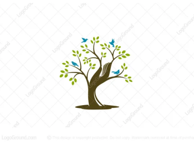 One With Nature Logo for sale bird care earth environment green guard leaf logo logoforsale logos nature tree wild