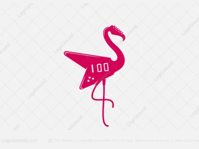 Guitar Flamingo Logo animal branding entertainment flamingo guitar logo logoforsale logos music store studio vector