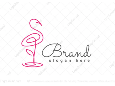 Flower Flamingo logo for sale animal beauty branding design fashion flamingo flower lake logo logoforsale logos plant rose vector