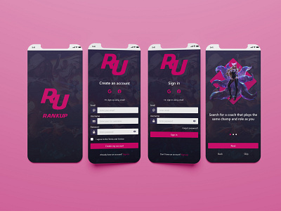 Create an account, Sign in, & Onboarding Snapshot design league of legends product design sign up ui ux