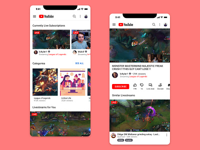 YouTube Live Redesign design product design redesign ui youtube