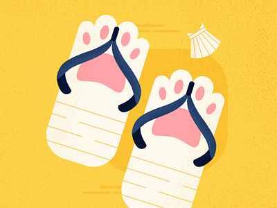 Flip flops - Cat Series affinitydesigner cat challenge cute animal design illustration summer vectorart