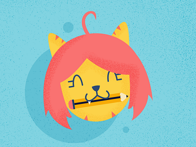 Bite pencil - Cat Series affinitydesigner cat challenge cute animal design illustration summer vector vector art